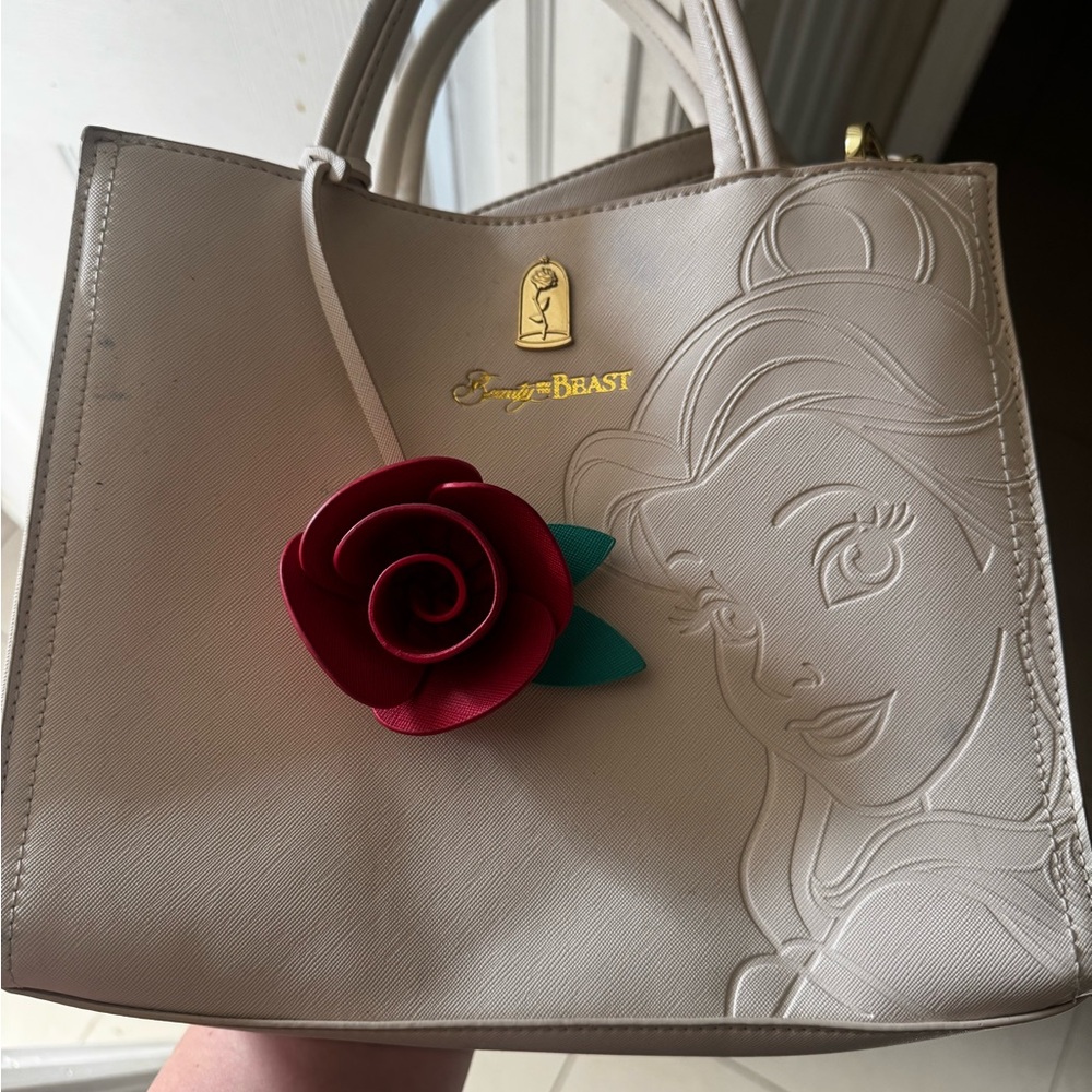 Disney Cream Tote with Red Rose Accent
